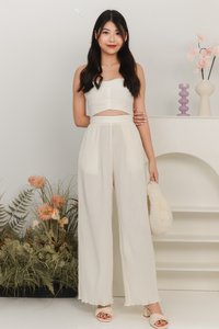 SALE EXCLUSIVE DEFECT | Pierson Pleat Co-ord Pants in Cream White SALE EXCLUSIVE DEFECT | Pierson Pleat Co-ord Pants in Cream White