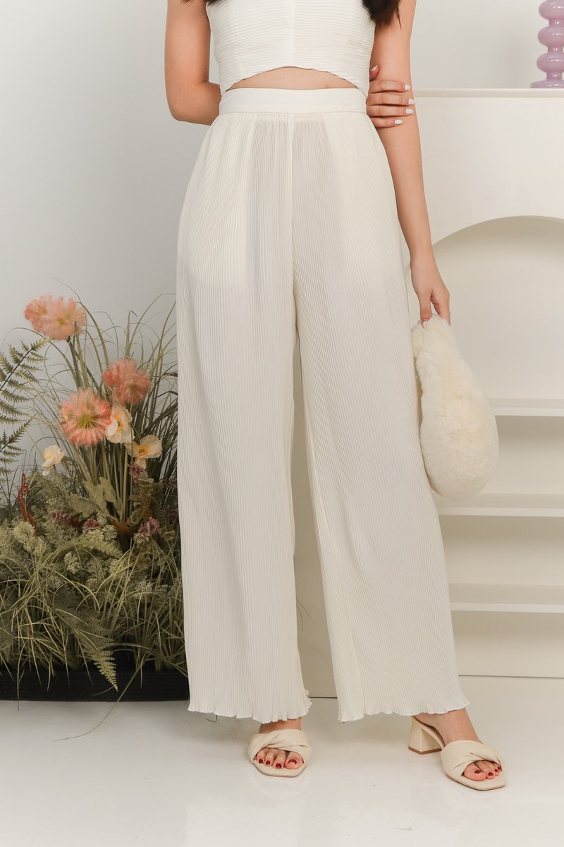 SALE EXCLUSIVE DEFECT | Pierson Pleat Co-ord Pants in Cream White