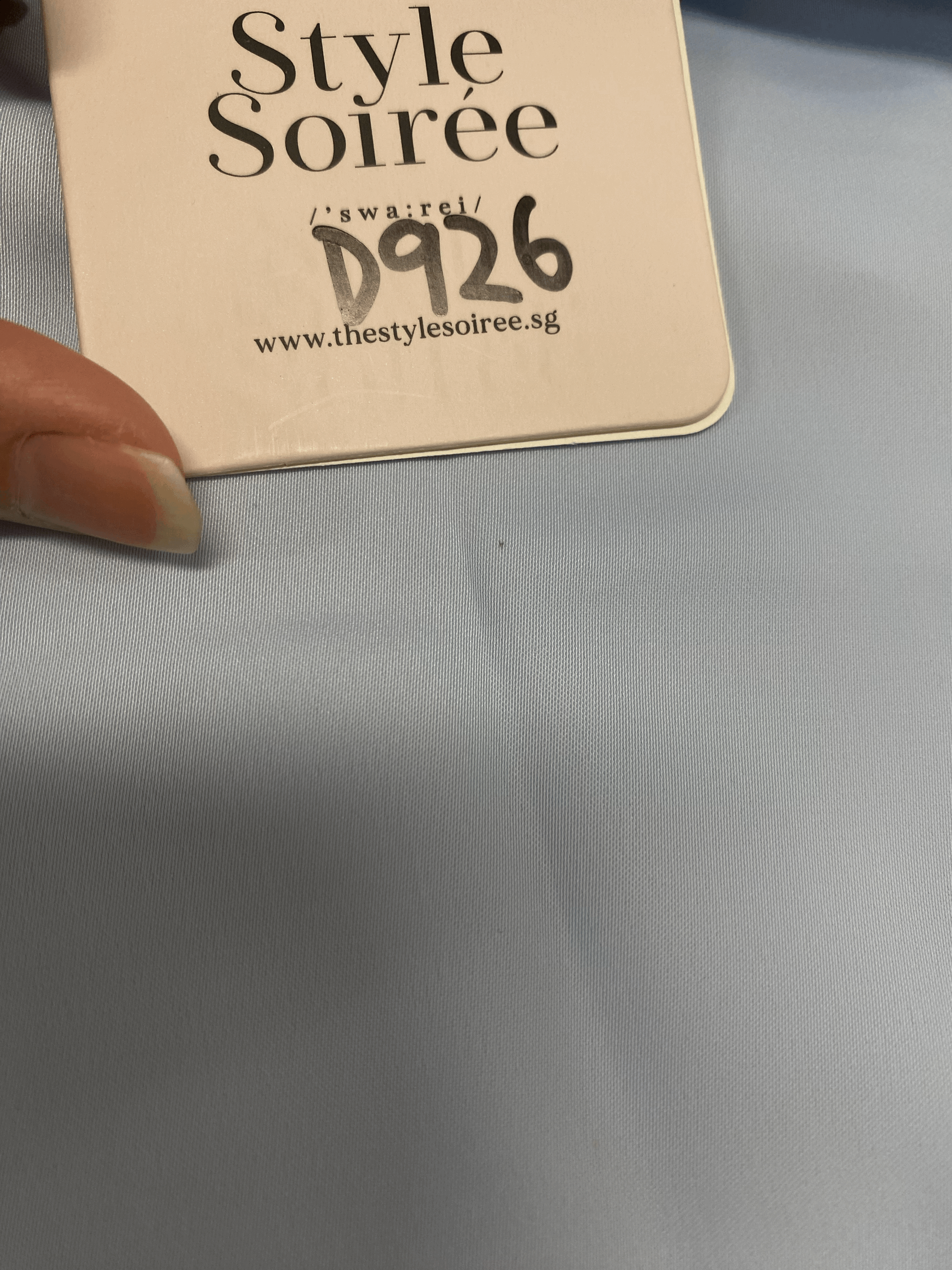 DEFECT | Deliana Drape Satin Midi in Pastel Blue in XL