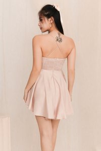 DEFECT | Colette Cross Back Romper Dress in Light Pink DEFECT | Colette Cross Back Romper Dress in Light Pink