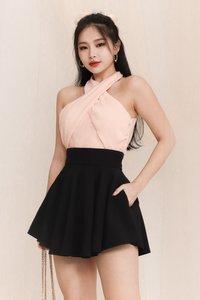 Plisse Pleats Halter Top in Light Blush Plisse Pleats Halter Top in Light Blush