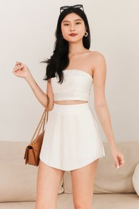 Preslie Pleat Co-ord Top in White Preslie Pleat Co-ord Top in White