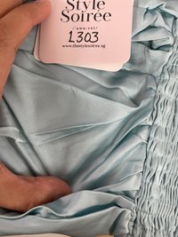 DEFECT | Kerin Knotted Satin Top in Teal Blue in S