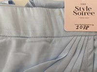 DEFECT | Deliana Drape Satin Midi in Pastel Blue in XS DEFECT | Deliana Drape Satin Midi in Pastel Blue in XS