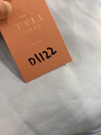 DEFECT | Meyria Mesh Ruched Dress in Pastel Blue in XS DEFECT | Meyria Mesh Ruched Dress in Pastel Blue in XS