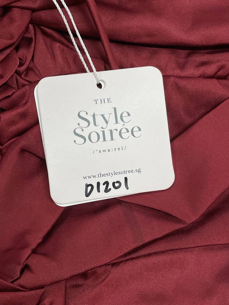 DEFECT | Kerin Knotted Satin Top in Maroon in XL