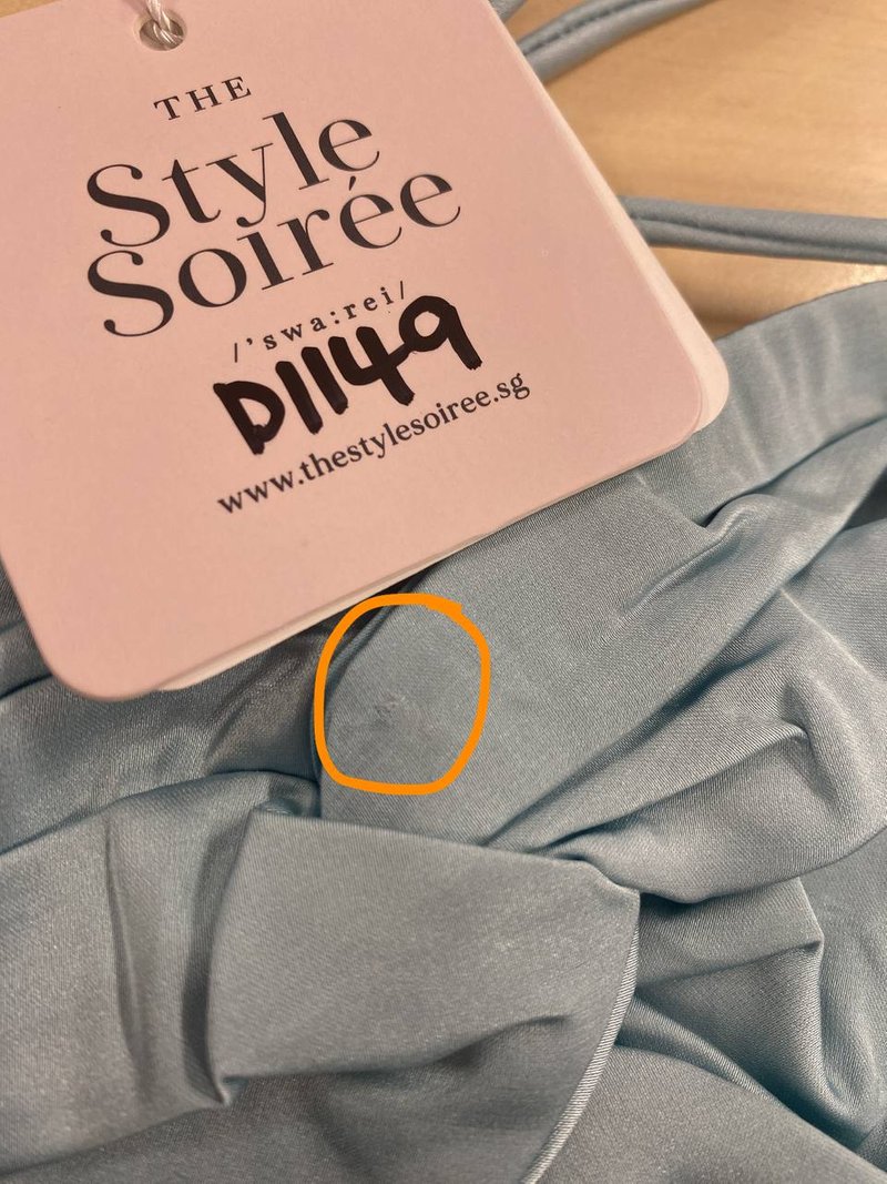 DEFECT | Kerin Knotted Satin Top in Teal Blue in S DEFECT | Kerin Knotted Satin Top in Teal Blue in S