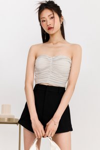 DEFECT | Poline Pleated Padded Top in Nude Grey In XS, S & M DEFECT | Poline Pleated Padded Top in Nude Grey In XS, S & M