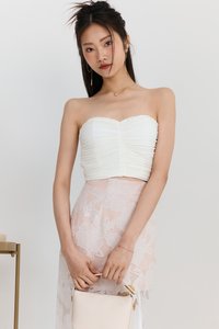 DEFECT | Poline Pleated Padded Top in White in M DEFECT | Poline Pleated Padded Top in White in M
