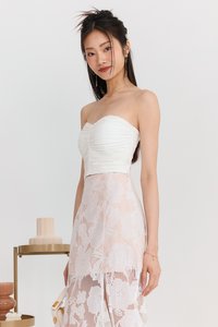 Poline Pleated Padded Top in White Poline Pleated Padded Top in White