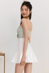 DEFECT | Poline Pleated Padded Top in Mint In S & M DEFECT | Poline Pleated Padded Top in Mint In S & M