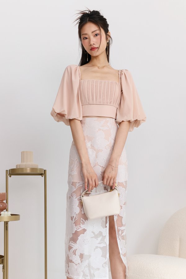 RESTOCKS | Patrice Pleated Puffy Sleeve Top in Blush