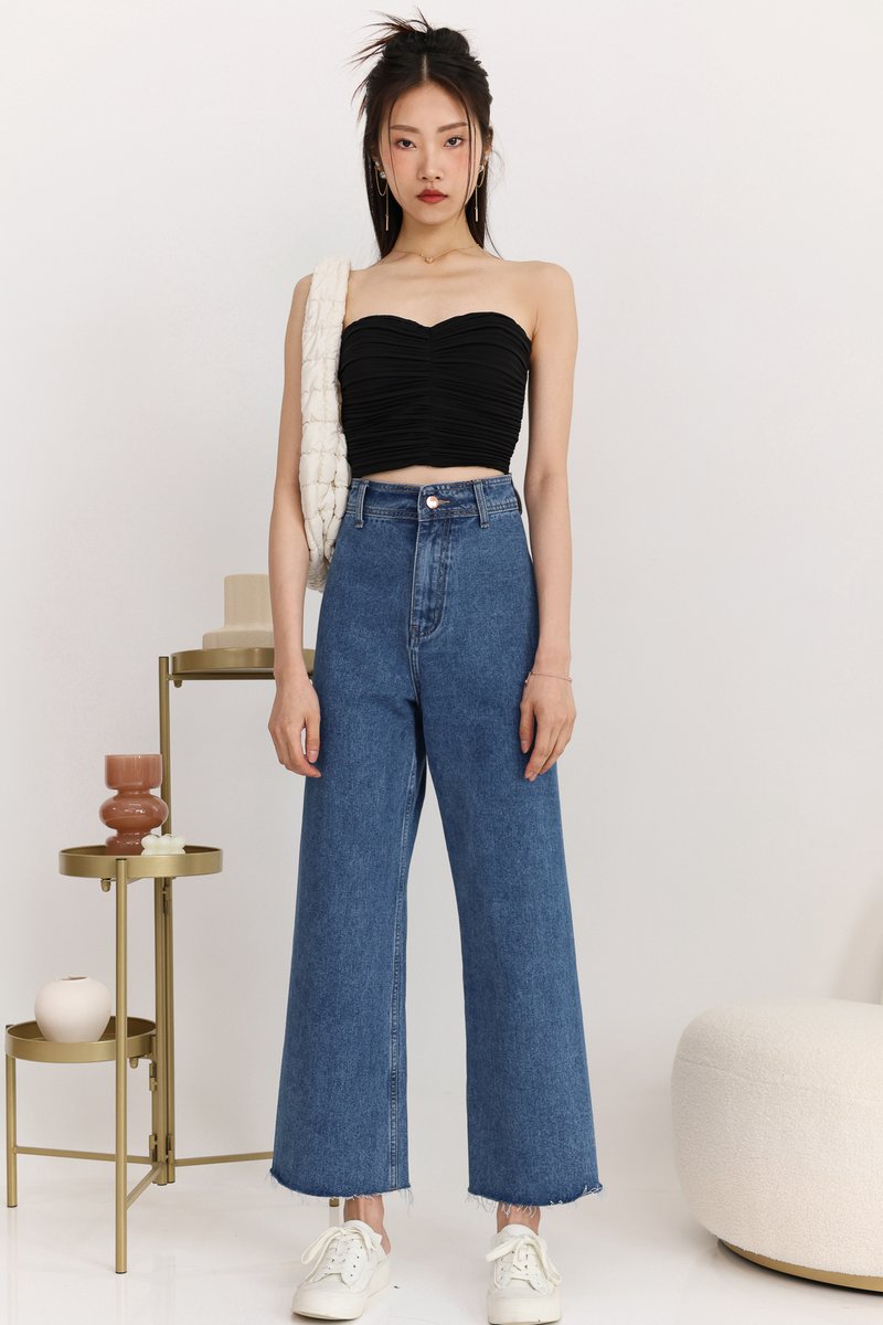 DEFECT | Poline Pleated Padded Top in Black in XS 