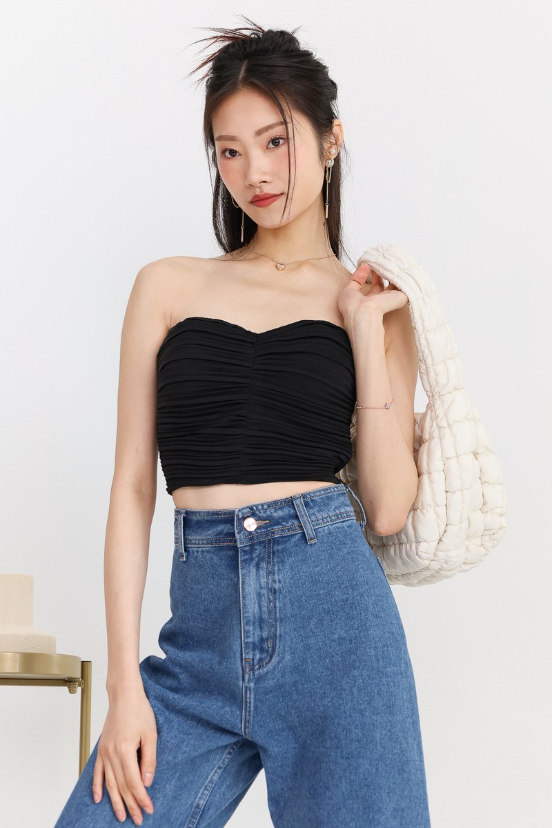 DEFECT | Poline Pleated Padded Top in Black 