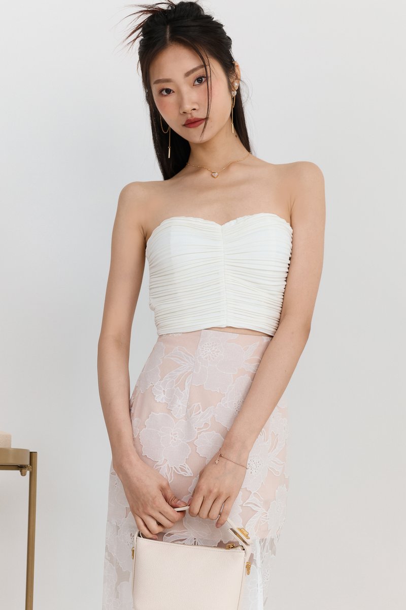 DEFECT | Poline Pleated Padded Top in White in XS,S,M