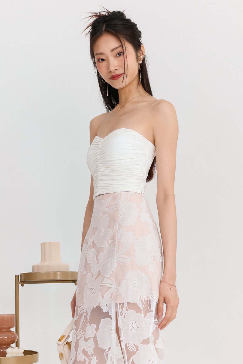 Poline Pleated Padded Top in White