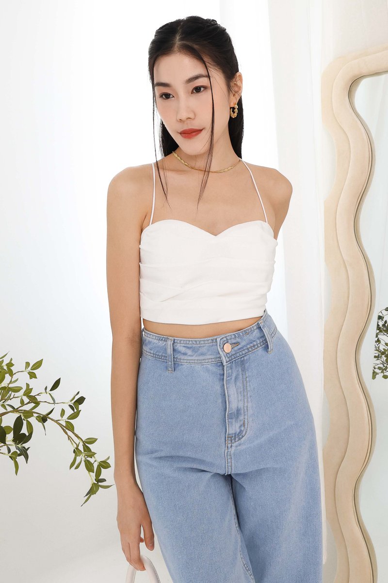 Sana Sweetheart Crossback Top in White