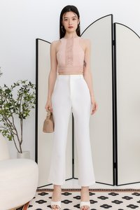 Caylene Crochet Trim Top in Pink Caylene Crochet Trim Top in Pink