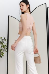 Caylene Crochet Trim Top in Pink Caylene Crochet Trim Top in Pink