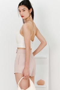 Peylyn Pleated Halter Top in White Peylyn Pleated Halter Top in White