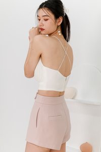 Peylyn Pleated Halter Top in White Peylyn Pleated Halter Top in White