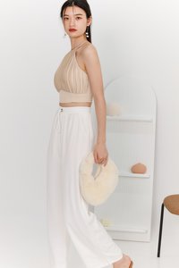 Peylyn Pleated Halter Top in Champagne Yellow Peylyn Pleated Halter Top in Champagne Yellow