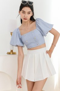 Tina Tweed Sleeved Top in Light Blue Tina Tweed Sleeved Top in Light Blue