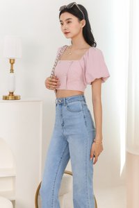 Tina Tweed Sleeved Top in Lilac Pink Tina Tweed Sleeved Top in Lilac Pink