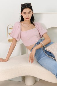 Tina Tweed Sleeved Top in Lilac Pink Tina Tweed Sleeved Top in Lilac Pink