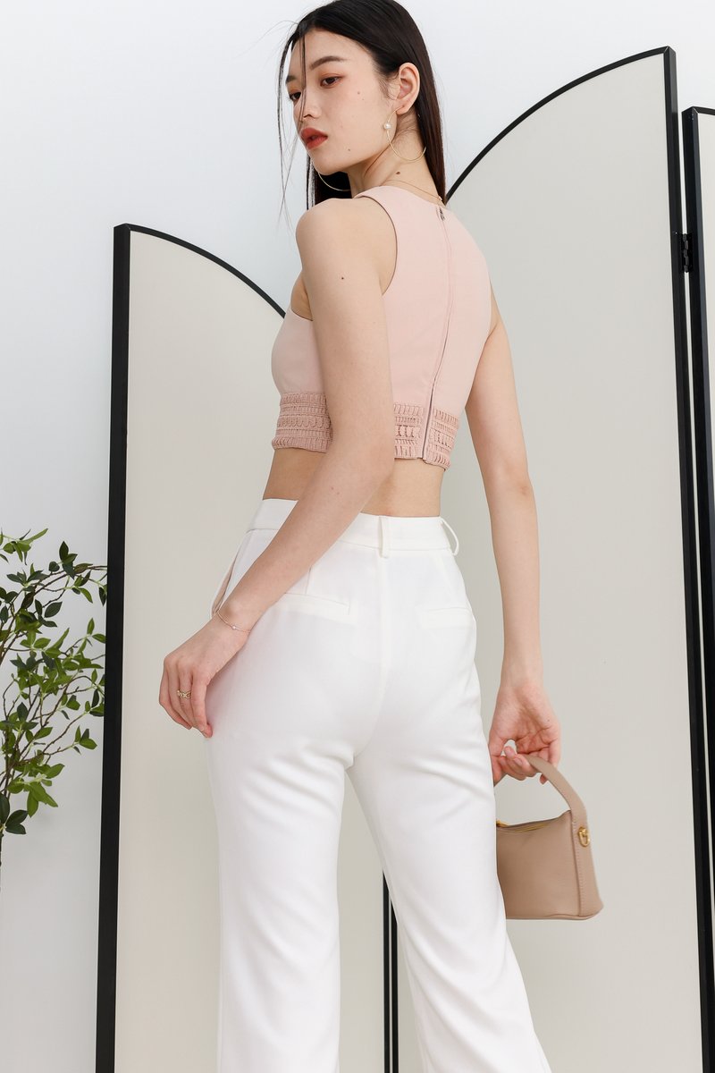 Caylene Crochet Trim Top in Pink Caylene Crochet Trim Top in Pink