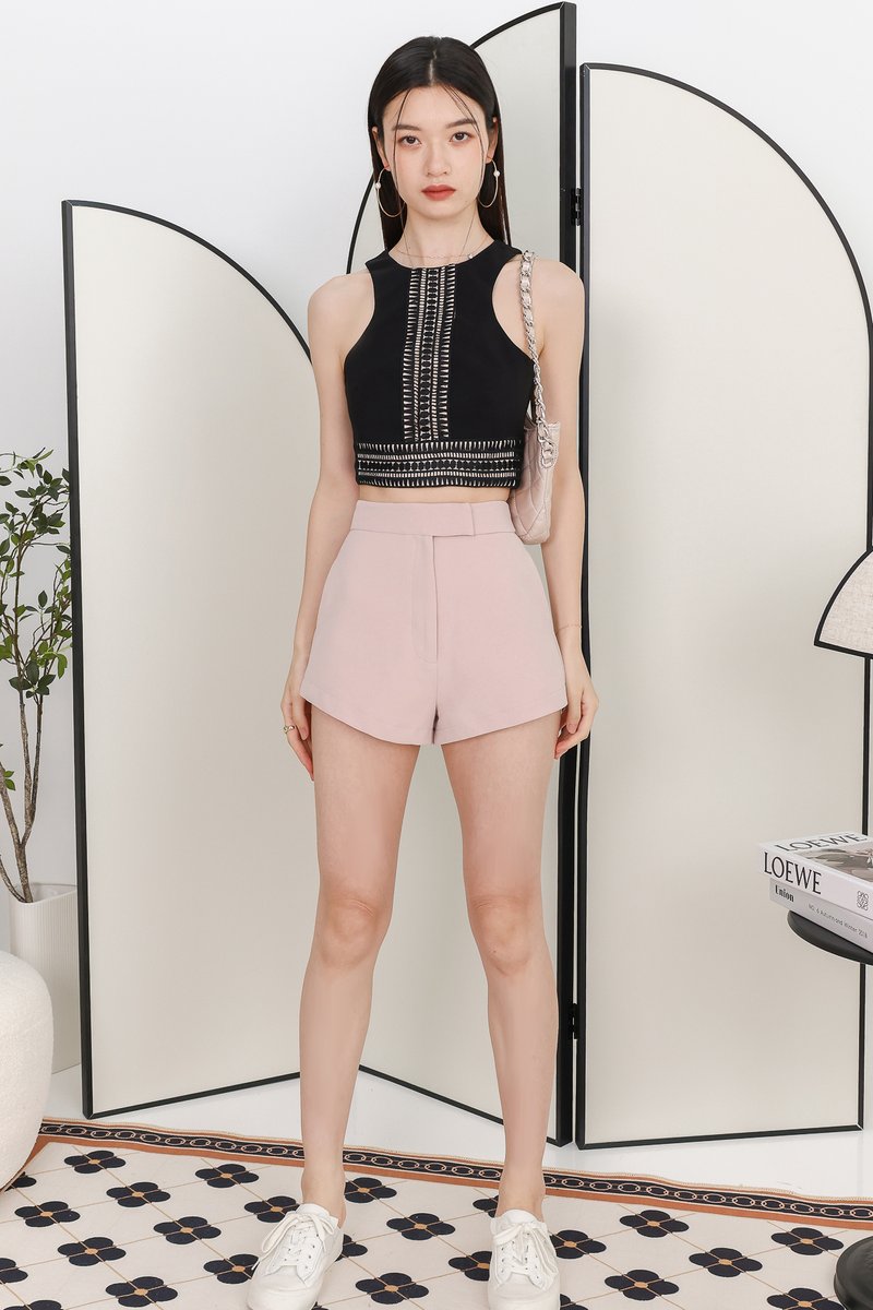 Caylene Crochet Trim Top in Black Caylene Crochet Trim Top in Black
