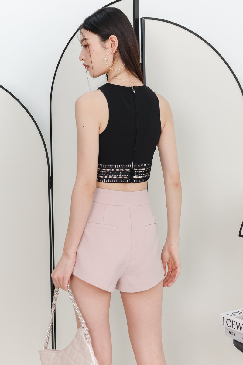 Caylene Crochet Trim Top in Black Caylene Crochet Trim Top in Black