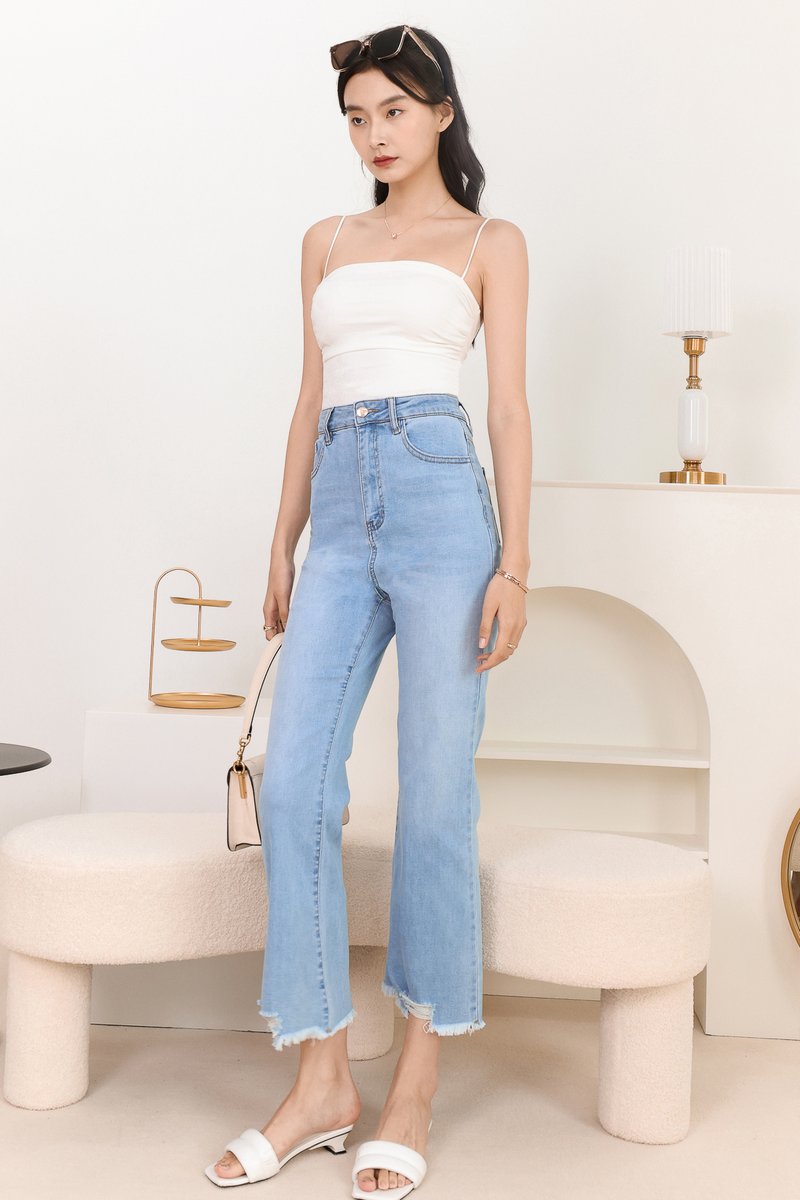 DEFECT | Richard Ruched Padded Top in White in XXS DEFECT | Richard Ruched Padded Top in White in XXS