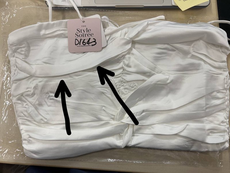 DEFECT | Kerin Knotted Satin Top in White in M