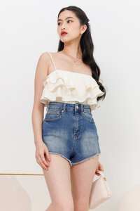 Renee Ruffle Spag Top in White Renee Ruffle Spag Top in White