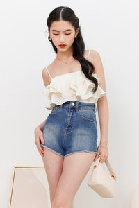 Renee Ruffle Spag Top in White Renee Ruffle Spag Top in White