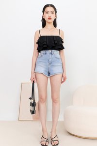 Renee Ruffle Spag Top in Black Renee Ruffle Spag Top in Black