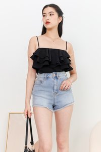 Renee Ruffle Spag Top in Black Renee Ruffle Spag Top in Black