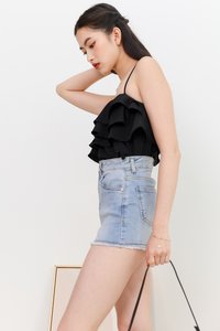 Renee Ruffle Spag Top in Black Renee Ruffle Spag Top in Black