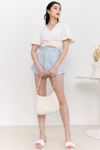 Peydra Puffy Sleeve Top in White Peydra Puffy Sleeve Top in White