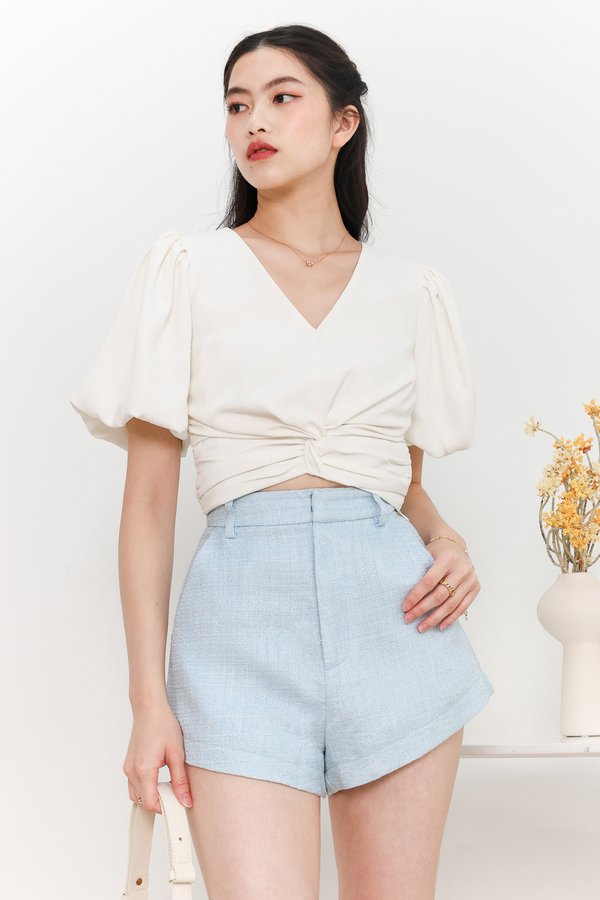 Peydra Puffy Sleeve Top in White