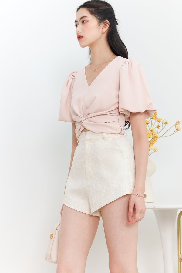DEFECT | Peydra Puffy Sleeve Top in Pastel Pink in XS