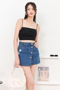 Dale Denim Skorts in Mid Wash