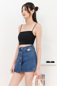 Dale Denim Skorts in Mid Wash