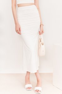 Raquel Ruched Co-ord Skirt in White Raquel Ruched Co-ord Skirt in White
