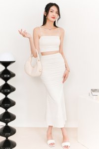 Raquel Ruched Co-ord Skirt in White Raquel Ruched Co-ord Skirt in White