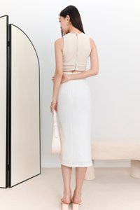DEFECT | Ciara Co-ord Work Midi Skirt in White in XXS DEFECT | Ciara Co-ord Work Midi Skirt in White in XXS