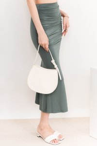 Raquel Ruched Co-ord Skirt in Muted Green Raquel Ruched Co-ord Skirt in Muted Green