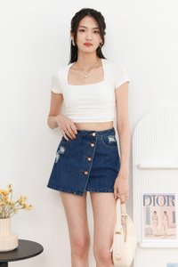 Dale Denim Skorts in Dark Wash