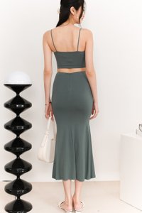 Raquel Ruched Co-ord Skirt in Muted Green Raquel Ruched Co-ord Skirt in Muted Green